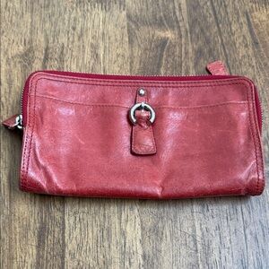 Vintage Tano Red Leather Women's Wallet with Silver Accent